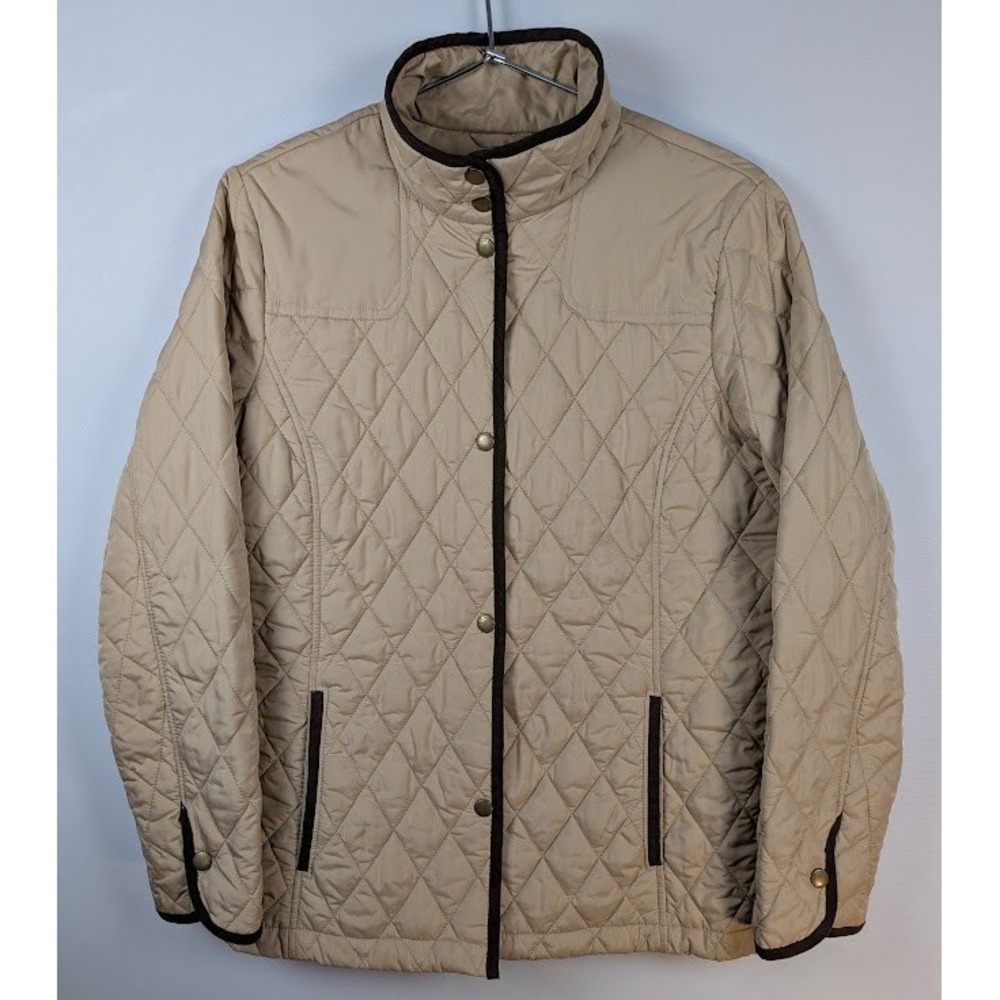 Lands' End Quilted Barn Jacket Women M 10-12‎ Tan